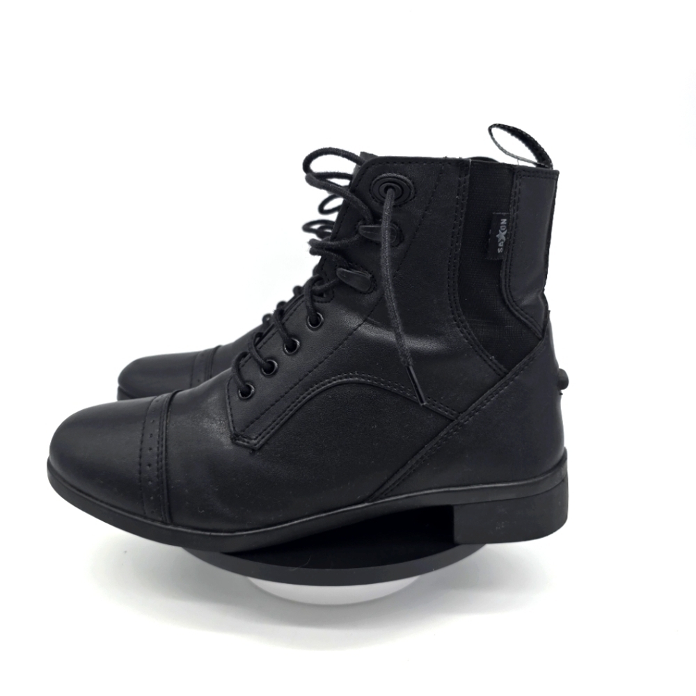 Saxon By Syntovia Shoe Women 8 Ladies Lace Up Paddock Boots Black